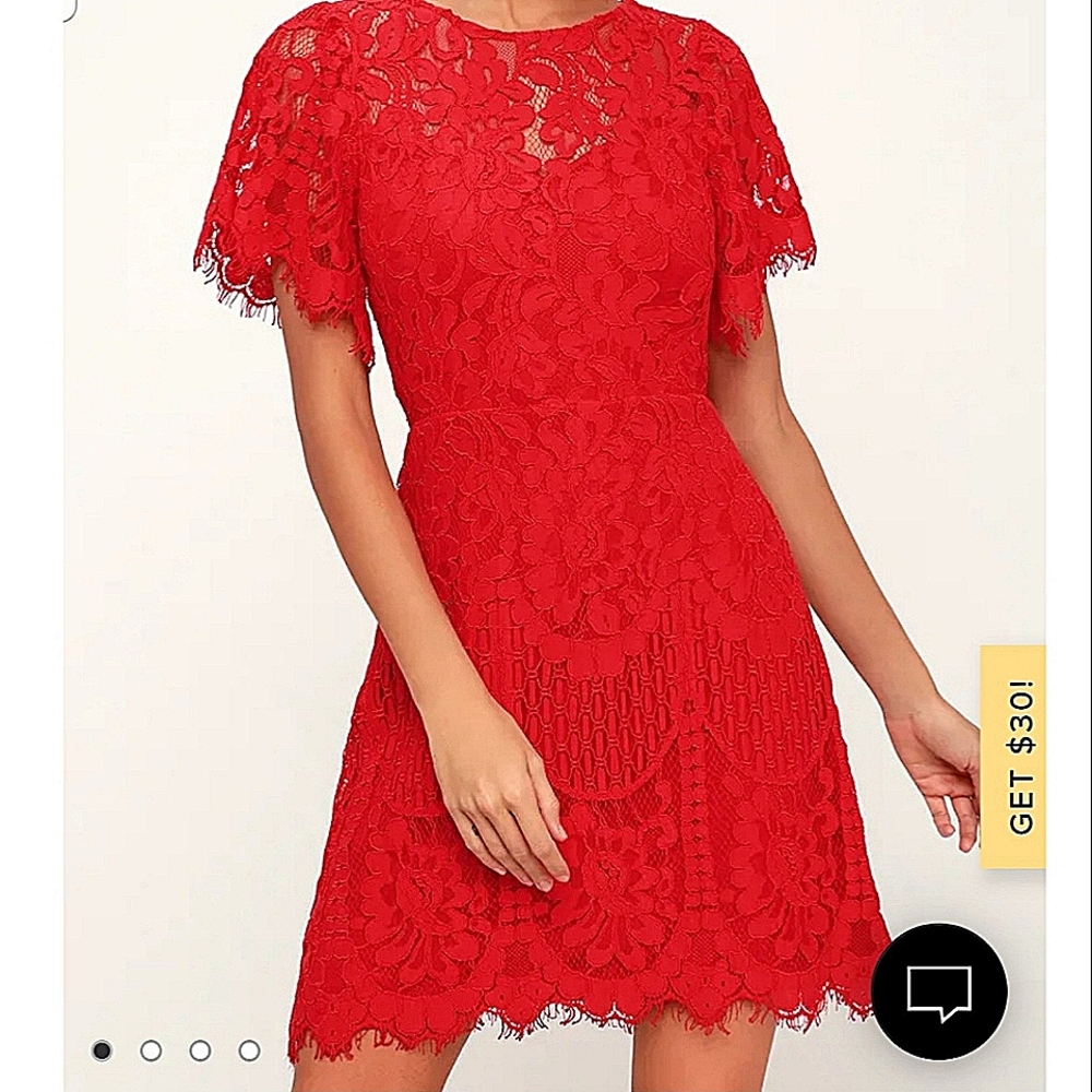 NWT Lulu's Red Lace Mini Dress